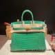 Hermes Birkin25 porous Crocodile 1L/Cactus Gold Hardware Full Handmade 003