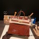 Hermes Birkin25 porous Crocodile 33/miel Gold Hardware Full Handmade 004