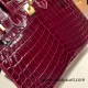 Hermes Birkin25 Crocodile Niloticus Bordeaux Gold Hardware  Full Handmade 006