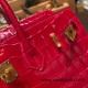 Hermes Birkin25 Crocodile Niloticus Q5/Rouse CasaqueGold Hardware Full Handmade 007