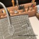 Hermes Birkin25 Crocodile Niloticus 81/Gris Tourterelle  Gold Hardware Full Handmade 009