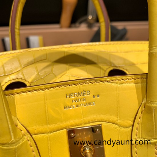 Hermes Birkin25 Crocodile Niloticus M9 / mimosa Gold Hardware Full Handmade 010