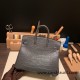 Birkin25 Matte Alligator Crocodile 88/Graphite Silver Hardware Full Handmade 013