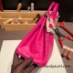 Birkin25 Ostrich& Crocodile 8T Rose Candy& 5J Fuschia Silver Hardware Full Handmade 018