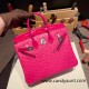 Birkin25 Ostrich& Crocodile 8T Rose Candy& 5J Fuschia Silver Hardware Full Handmade 018