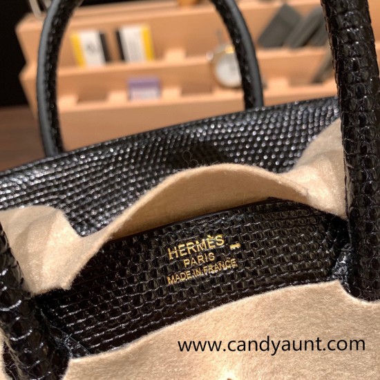 Hermes Birkin 25cm Lizard 89 /Black Gold Hardware Full Handmade 032