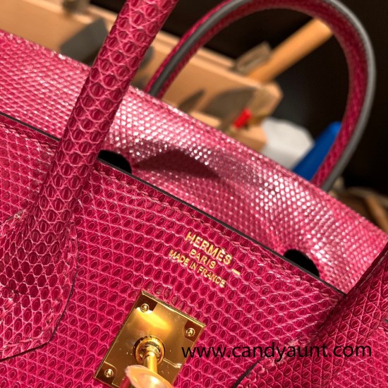 Hermes Birkin 25cm Lizard K5/Tosca Gold Hardware Full Handmade 035