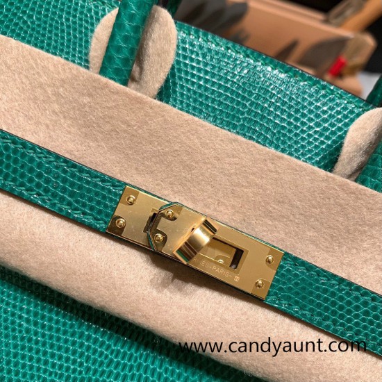 Hermes Birkin 25cm Lizard 1K /Bambou  Gold Hardware Full Handmade 038