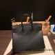 Hermes Birkin 25cm Epsom 89/ Black Silver Hardware Full Handmade 043