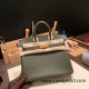 Hermes Birkin 25cm Epsom C6 /Vert Gris Gold Hardware Full Handmade 045