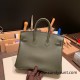 Hermes Birkin 25cm Epsom C6 /Vert Gris Gold Hardware Full Handmade 045