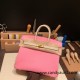 Hermes Birkin 25cm Epsom 5P/ Pink & 10/ Craie Gold Hardware Full Handmade 052