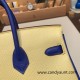 Hermes Birkin 25cm Epsom 1Z/ Jaune Poussin & 7T /Blue Electric Gold Hardware Full Handmade 053