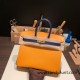 Hermes Birkin 25cm Epsom 9H/ Soleil & 73 /Blue Saphir Gold Hardware Full Handmade 056