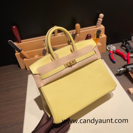 Hermes Birkin 25cm swift 1Z/Jaune Poussin Gold Hardware Full Handmade 070