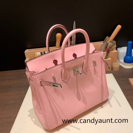 Hermes Birkin 25cm swift 3Q/Rose Sakura Silver Hardware Full Handmade 073