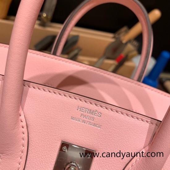 Hermes Birkin 25cm swift 3Q/Rose Sakura Silver Hardware Full Handmade 073