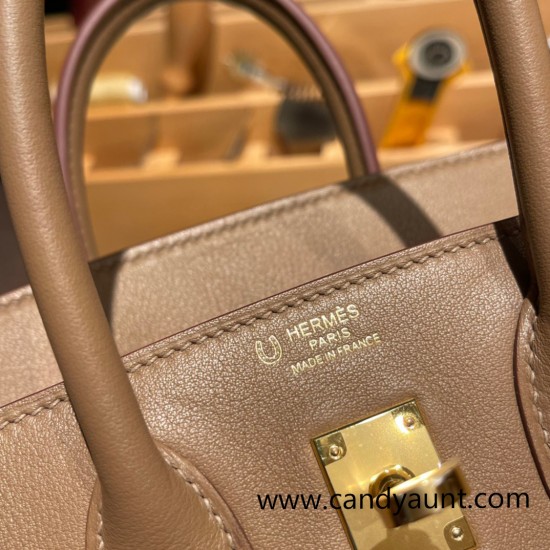 Hermes Birkin 25cm swift 0M/Chai & X9 /Mauve Sylvestre Full Handmade 075