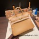 Hermes Birkin 25cm swift 4B/Biscui Gold Hardware Full Handmade 076