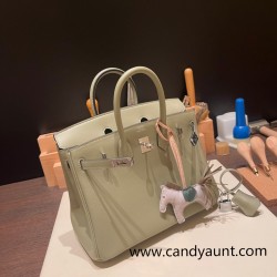 Hermes Birkin 25cm swift Q1/ Sauge Silver Hardware Full Handmade 077