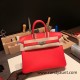 Hermes Birkin 25cm swift S3/Rouge Cœur Silver Hardware Full Handmade 085