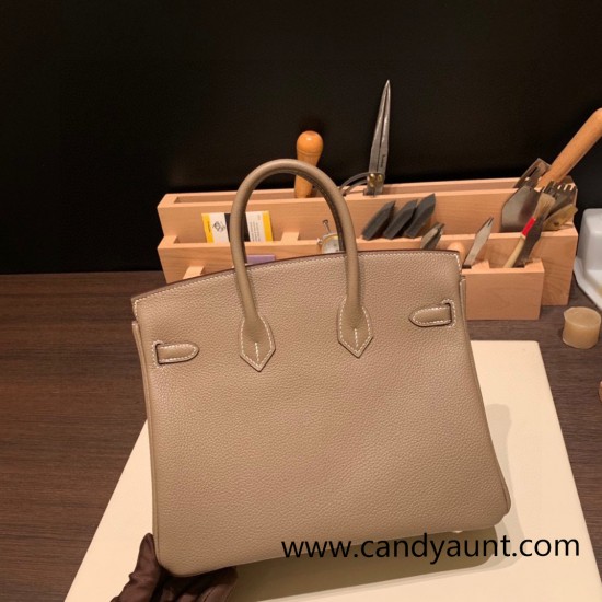 Hermes birkin 30cm stock Swift & Canvas 0M/Chai Silver Hardware  Full Handmade birkin30-092