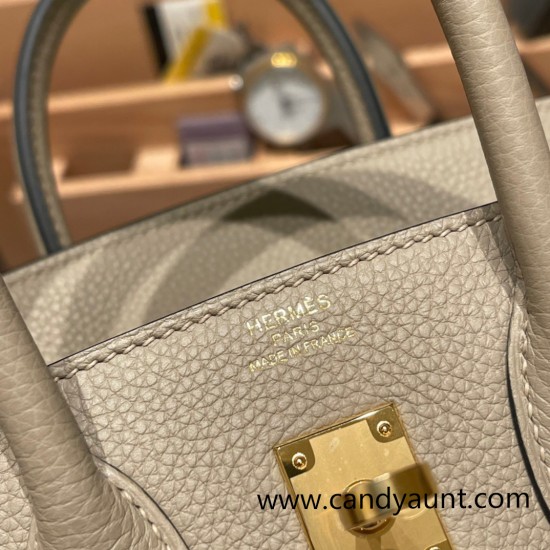 Hermes Birkin 25cm togo 81/Gris Tourterelle Gold Hardware Full Handmade 112