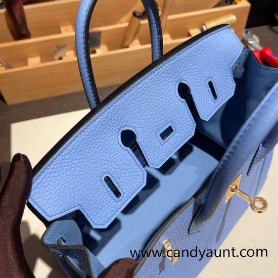 Hermes Birkin 25cm togo 2T/ Blue Paradise Gold Hardware Full Handmade 117