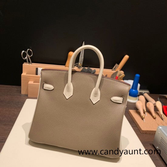 Hermes Birkin 25cm togo new stock Birkin 18 /Étoupe Grey & 10/ Craie Silver Hardware Full Handmade 135