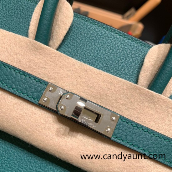 Hermes Birkin 25cm togo new stock Birkin Z6 /Malachite Silver Hardware Full Handmade 140