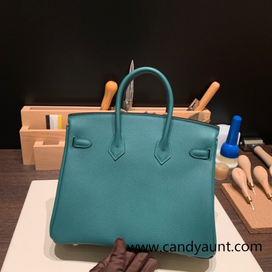 Hermes Birkin 25cm togo new stock Birkin Z6 /Malachite Silver Hardware Full Handmade 140