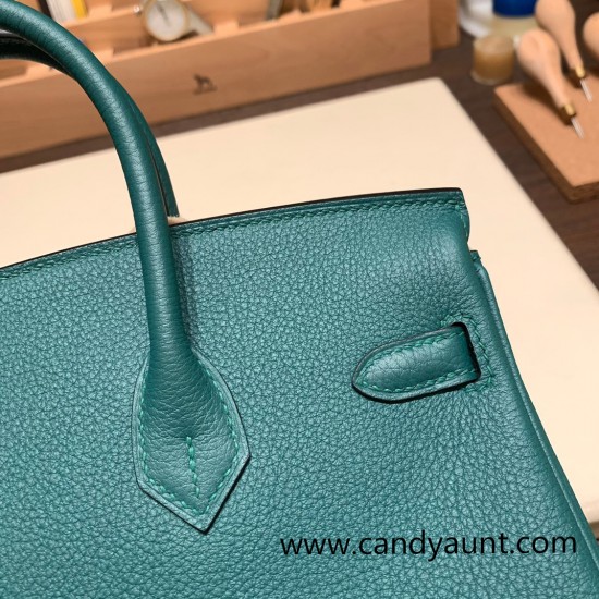 Hermes Birkin 25cm togo new stock Birkin Z6 /Malachite Silver Hardware Full Handmade 140