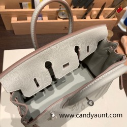 Hermes Birkin 25cm togo new stock Birkin 80/Pearl Grey Silver Hardware Full Handmade 141