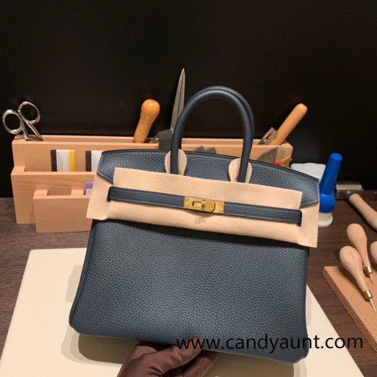 Hermes Birkin 25cm togo  6O/Vert Cypres & S4 /Deep Blue Full Handmade 148