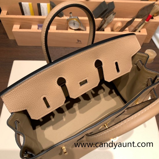 Hermes Birkin 25cm togo 14/Beige Gold Hardware Full Handmade 150