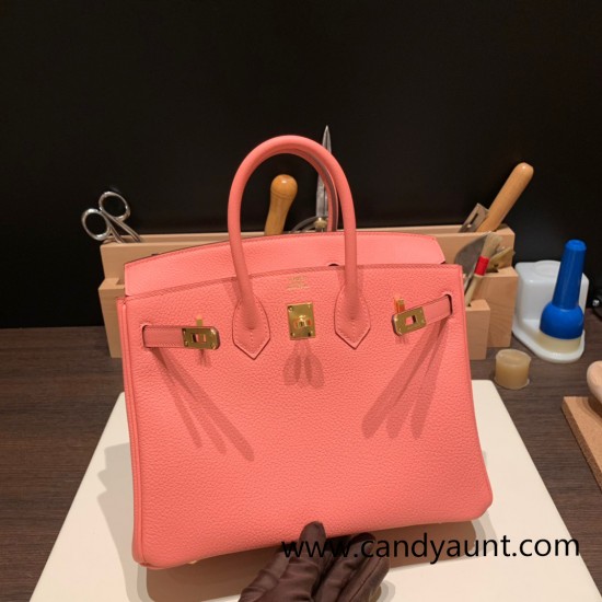 Hermes Birkin 25cm togo K4 /Rose d’ete Gold Hardware Full Handmade 153