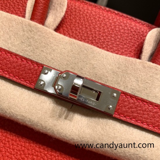 Hermes Birkin 25cm togo S3 /Rouge Cœur Silver Hardware Full Handmade 156