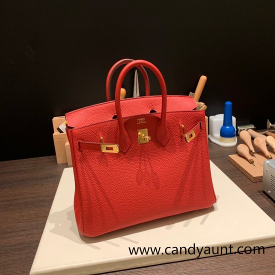 Hermes Birkin 25cm togo S3 /Rouge Cœur Gold Hardware Full Handmade 157