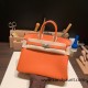 Hermes Birkin 25cm togo 93/Orange Silver Hardware Full Handmade 158