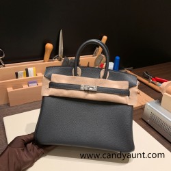 Hermes Birkin 25cm togo 88/ Graphite Silver Hardware Full Handmade 164