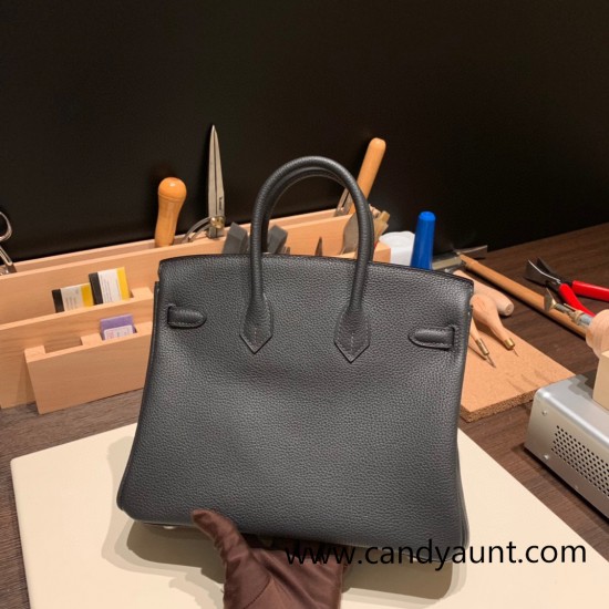 Hermes Birkin 25cm togo 88/ Graphite Silver Hardware Full Handmade 164