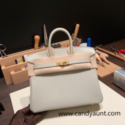 Hermes Birkin 25cm togo 80/Pearl Grey  Gold Hardware Full Handmade 167