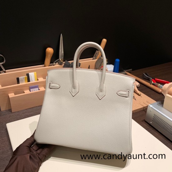 Hermes Birkin 25cm togo 80/Pearl Grey  Gold Hardware Full Handmade 167