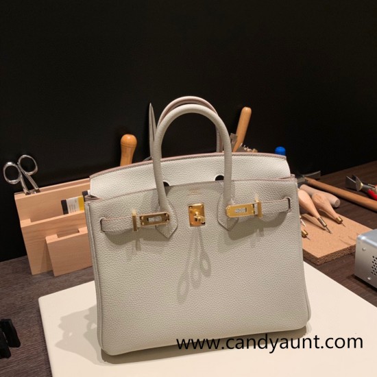 Hermes Birkin 25cm togo 80/Pearl Grey  Gold Hardware Full Handmade 167