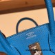 Hermes Birkin 25cm Chevre 0F /Blue Frida Silver Hardware Full Handmade 168