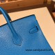 Hermes Birkin 25cm Chevre 0F /Blue Frida Silver Hardware Full Handmade 168