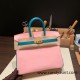 Hermes Birkin 25cm Chevre 3Q/ Rose Sakura & 7F/ Blue Paon Gold Hardware Full Handmade 172