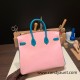 Hermes Birkin 25cm Chevre 3Q/ Rose Sakura & 7F/ Blue Paon Gold Hardware Full Handmade 172