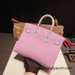 Hermes Birkin25 sellier Epsom X9 Mauve Sylvestre 10 Craie Epsom Full Handmade birkin25-w001