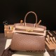 Hermes Birkin 30cm Ostrich 18 /Étoupe Grey Gold Hardware  Full Handmade birkin30-016